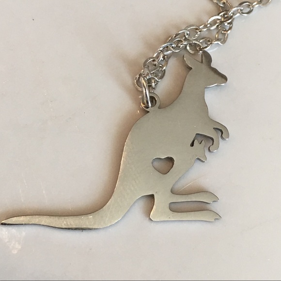 $ to Australia fires kangaroo stainless  pendant - Picture 2 of 5